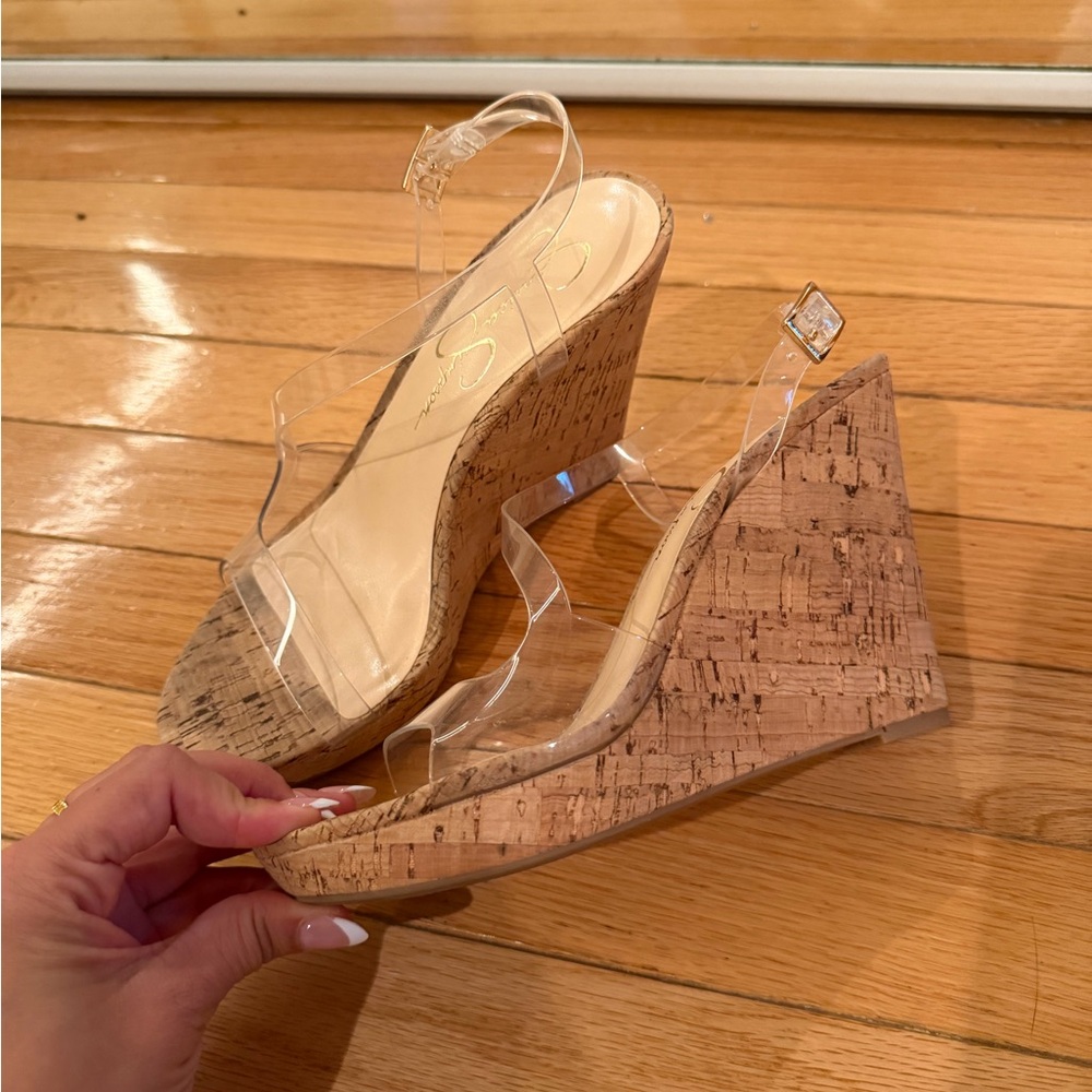 Clear Strap Cork Wedge Sandals - Women
